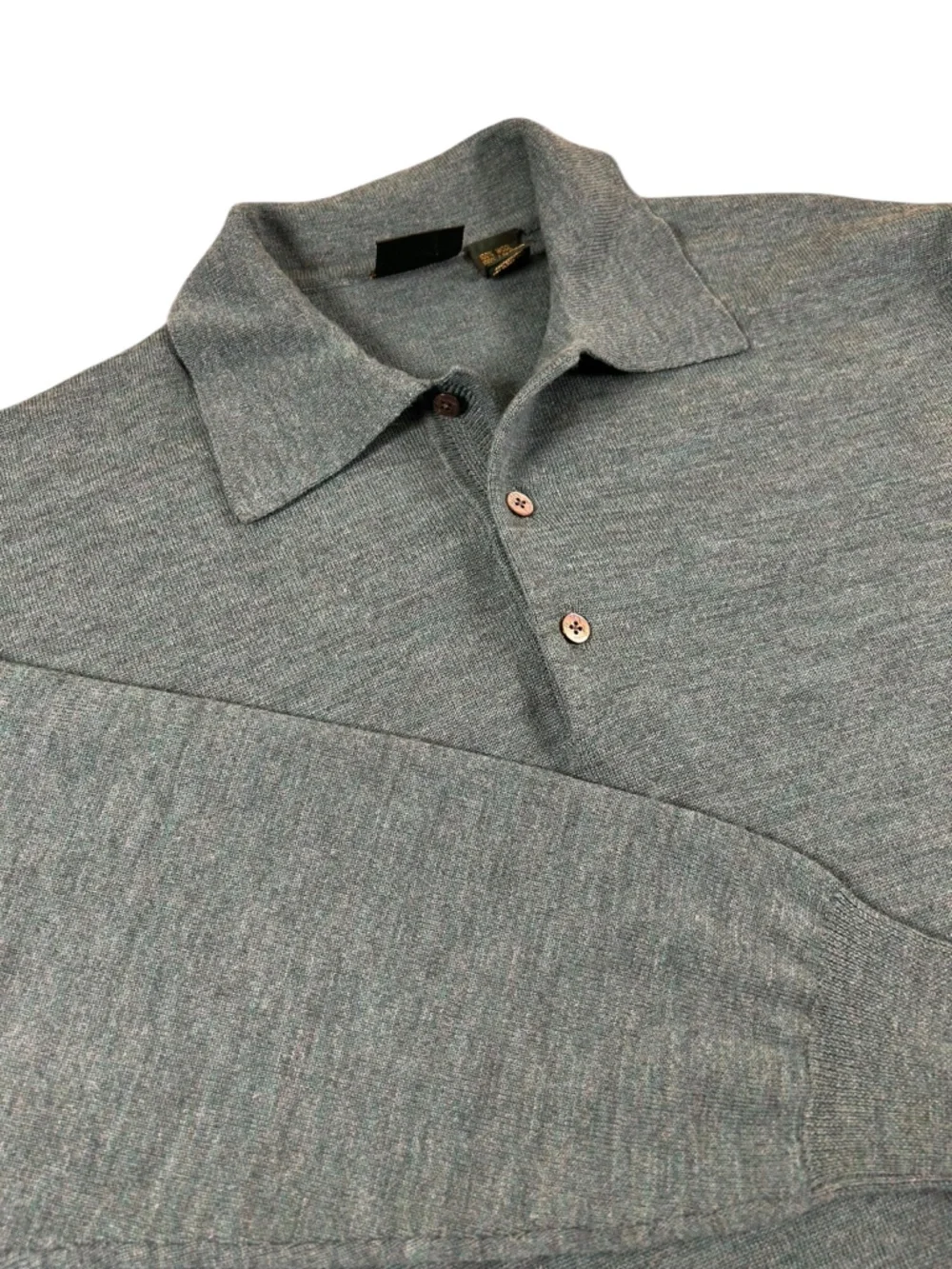 BOBBY JONES VTG 90s Wool Knit Polo Sweater‎ Green Long Sleeve Men L